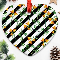 Orange Stripes Love Ornament (heart) by designsbymallika