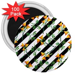 Orange Stripes Love 3  Magnets (100 Pack) by designsbymallika