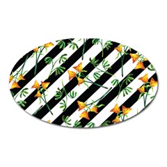 Orange Stripes Love Oval Magnet by designsbymallika