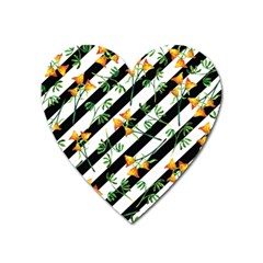 Orange Stripes Love Heart Magnet by designsbymallika