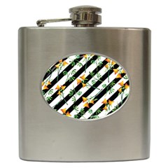 Orange Stripes Love Hip Flask (6 Oz) by designsbymallika