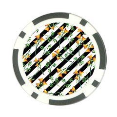 Orange Stripes Love Poker Chip Card Guard by designsbymallika