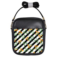 Orange Stripes Love Girls Sling Bag by designsbymallika