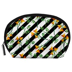 Orange Stripes Love Accessory Pouch (large) by designsbymallika