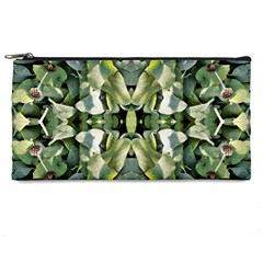 Frosted Green Leaves Repeats Pencil Case by kaleidomarblingart