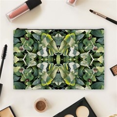 Frosted Green Leaves Repeats Cosmetic Bag (large)