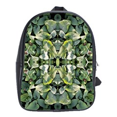 Frosted Green Leaves Repeats School Bag (large) by kaleidomarblingart