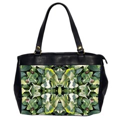 Frosted Green Leaves Repeats Oversize Office Handbag (2 Sides) by kaleidomarblingart