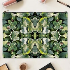 Frosted Green Leaves Repeats Cosmetic Bag (xxxl) by kaleidomarblingart