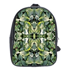 Frosted Green Leaves Repeats School Bag (xl) by kaleidomarblingart