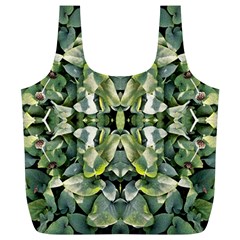 Frosted Green Leaves Repeats Full Print Recycle Bag (xl) by kaleidomarblingart