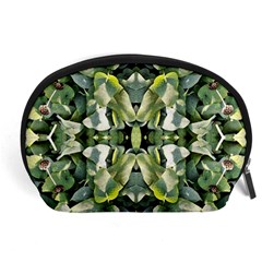 Frosted Green Leaves Repeats Accessory Pouch (large) by kaleidomarblingart