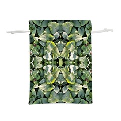 Frosted Green Leaves Repeats Lightweight Drawstring Pouch (s) by kaleidomarblingart