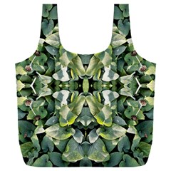 Frosted Green Leaves Repeats Full Print Recycle Bag (xxxl) by kaleidomarblingart