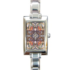 Mixed Media Symmetry Rectangle Italian Charm Watch by kaleidomarblingart