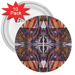 Mixed Media Symmetry 3  Buttons (10 Pack)  by kaleidomarblingart