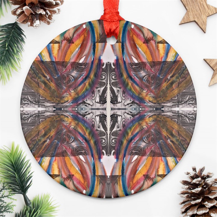 Mixed media symmetry Round Ornament (Two Sides)