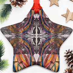 Mixed Media Symmetry Star Ornament (two Sides) by kaleidomarblingart