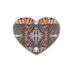 Mixed Media Symmetry Rubber Coaster (heart)  by kaleidomarblingart