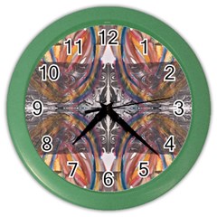 Mixed Media Symmetry Color Wall Clock by kaleidomarblingart