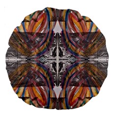 Mixed Media Symmetry Large 18  Premium Round Cushions by kaleidomarblingart