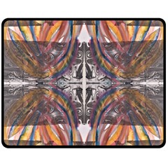 Mixed Media Symmetry Double Sided Fleece Blanket (medium)  by kaleidomarblingart