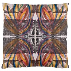 Mixed Media Symmetry Large Flano Cushion Case (one Side) by kaleidomarblingart