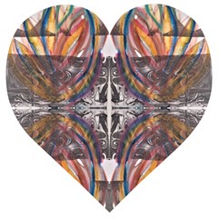 Mixed Media Symmetry Wooden Puzzle Heart by kaleidomarblingart