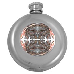 Painted Symmetry Round Hip Flask (5 Oz) by kaleidomarblingart