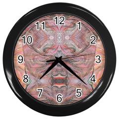 Orange Intricate Wall Clock (black) by kaleidomarblingart