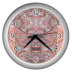 Orange Intricate Wall Clock (silver) by kaleidomarblingart