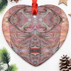 Orange Intricate Heart Ornament (two Sides) by kaleidomarblingart