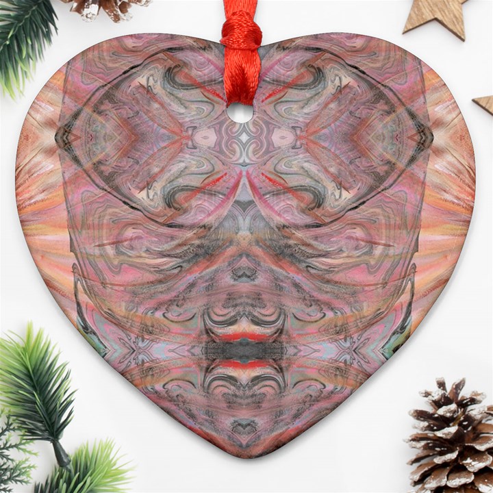 Orange intricate Heart Ornament (Two Sides)