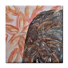 Painted Petals Tile Coaster by kaleidomarblingart