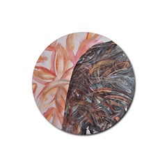 Painted Petals Rubber Coaster (round)  by kaleidomarblingart