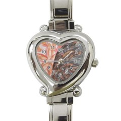 Painted Petals Heart Italian Charm Watch by kaleidomarblingart