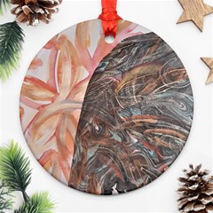 Painted Petals Round Ornament (two Sides) by kaleidomarblingart