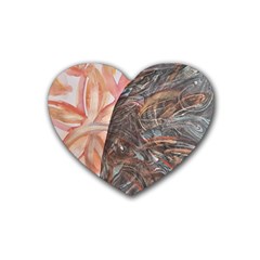 Painted Petals Heart Coaster (4 Pack)  by kaleidomarblingart