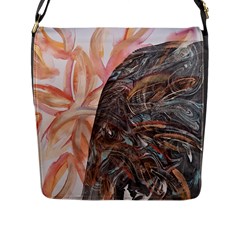 Painted Petals Flap Closure Messenger Bag (l) by kaleidomarblingart