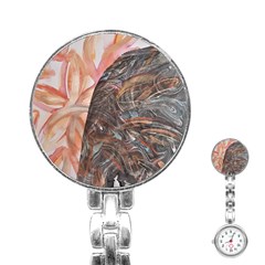 Painted Petals Stainless Steel Nurses Watch by kaleidomarblingart