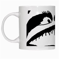 Creepy Monster Black And White Close Up Drawing White Mugs by dflcprintsclothing