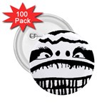 Creepy Monster Black And White Close Up Drawing 2.25  Buttons (100 pack)  Front