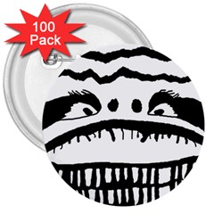 Creepy Monster Black And White Close Up Drawing 3  Buttons (100 Pack)  by dflcprintsclothing