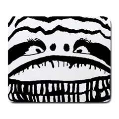 Creepy Monster Black And White Close Up Drawing Large Mousepads by dflcprintsclothing