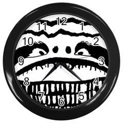 Creepy Monster Black And White Close Up Drawing Wall Clock (black) by dflcprintsclothing