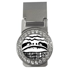 Creepy Monster Black And White Close Up Drawing Money Clips (cz)  by dflcprintsclothing