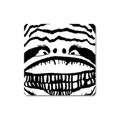 Creepy Monster Black And White Close Up Drawing Square Magnet by dflcprintsclothing