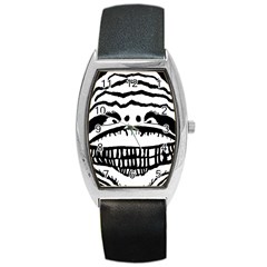 Creepy Monster Black And White Close Up Drawing Barrel Style Metal Watch by dflcprintsclothing