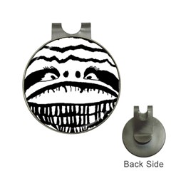 Creepy Monster Black And White Close Up Drawing Hat Clips With Golf Markers by dflcprintsclothing