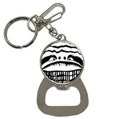 Creepy Monster Black And White Close Up Drawing Bottle Opener Key Chain by dflcprintsclothing